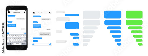 SmartPhone chatting sms template bubbles. SMS chat composer. Place your own text to the message. Phone chatting sms template bubbles. Vector illustration.