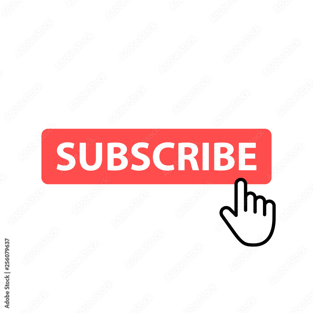 Subscribe button icon. Vector illustration. Cursor. Video. Social Media. Subscribe button icon. Vector illustration. Cursor. Video. Social Media.