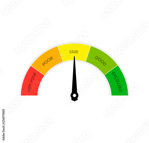 Rating customer satisfaction meter. Different emotions. Abstract concept graphic element of tachometer, speedometer, indicators, score. Vector illustration.