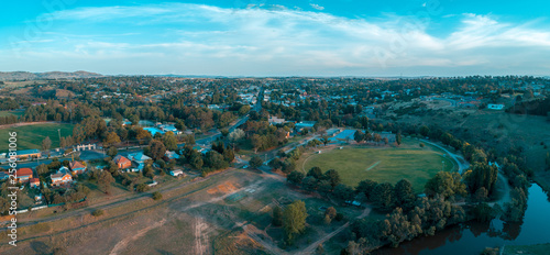 Aerial panorama of Yass township in New South Wales, Australia photo