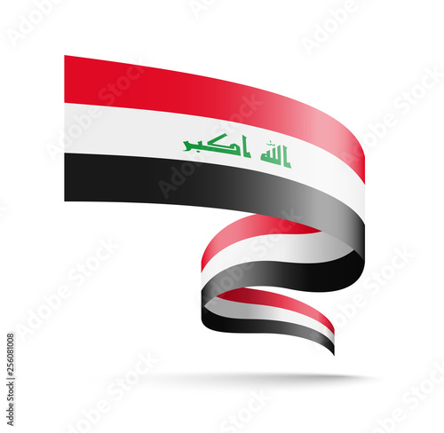Iraq flag in the form of wave ribbon.