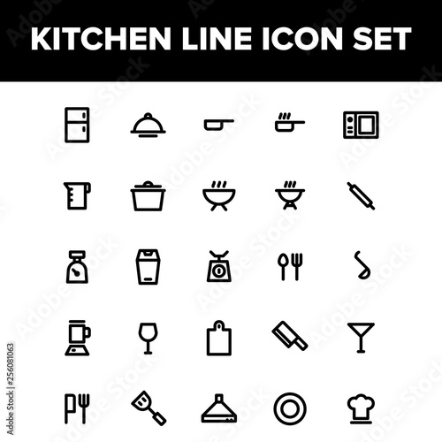 Kitchen Line Icon Set For Your Mobile App, Website & Printable Design