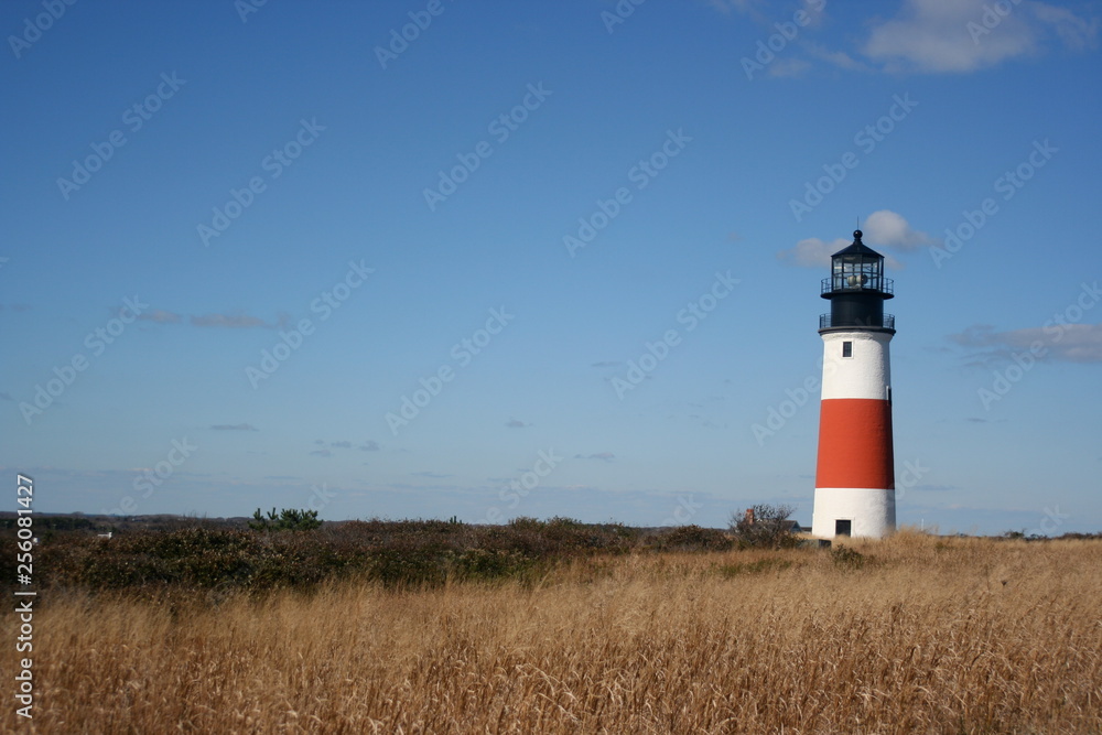 Gay Head Lighthouse Ocean Cliff Aquinnah Head Cape Cod Sunny Day in Boston Massachusetts 