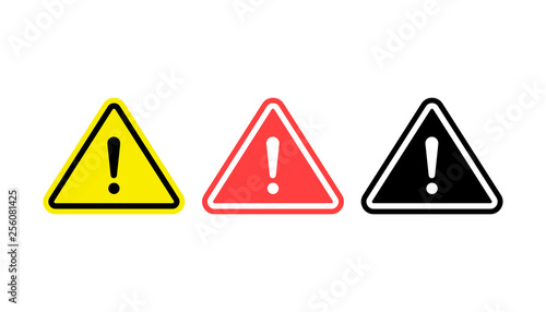 Warning Sign icons set. Hazard, Caution Danger, Attention icons. Vector illustration.