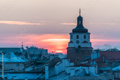 Panorama of old town in City of Lublin, Poland