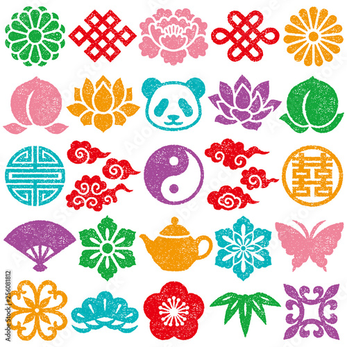 中国　広告アイコン　スタンプ　はんこ