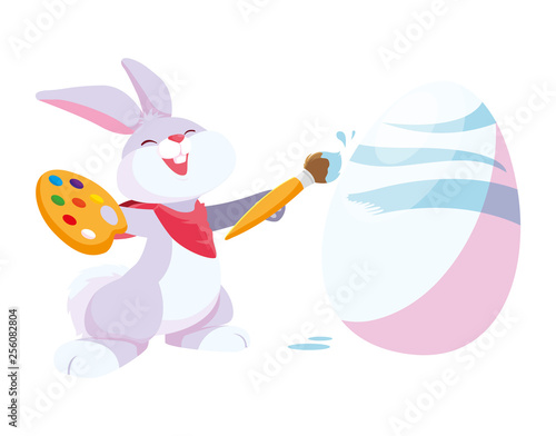 cute rabbit easter with egg painted