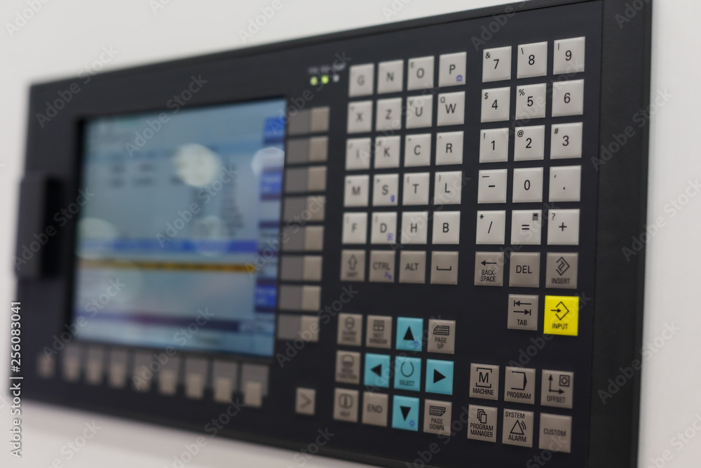 control panel and screen of CNC-operated machine control panel and screen of CNC-operated machine