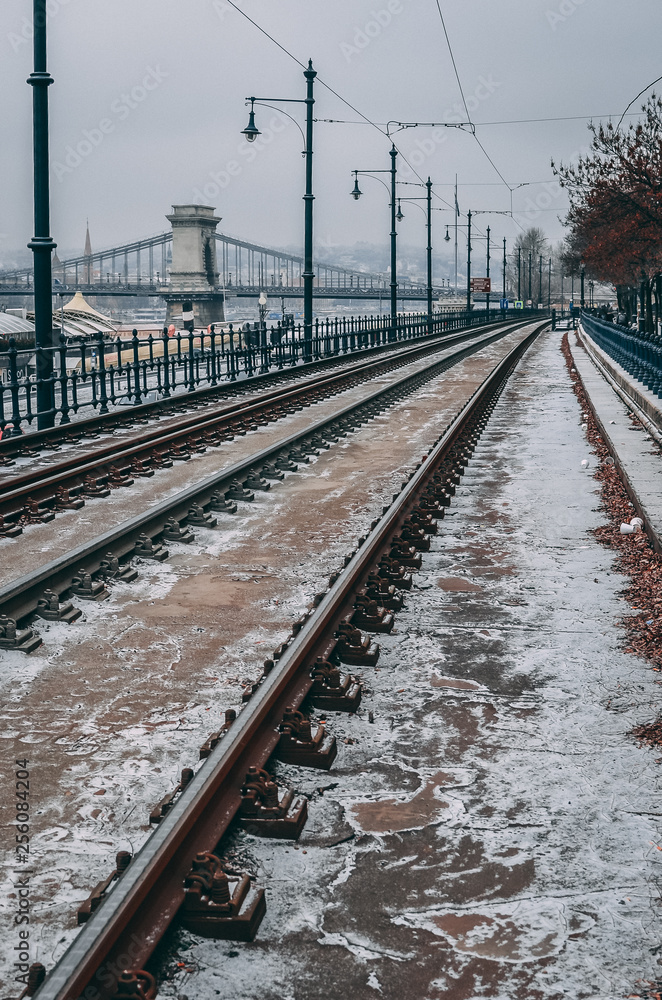 Fototapeta premium snow train tracks 2