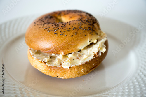 Bagels and Cream Cheese on the table