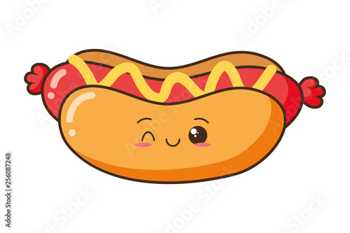 kawaii cartoon hot dog
