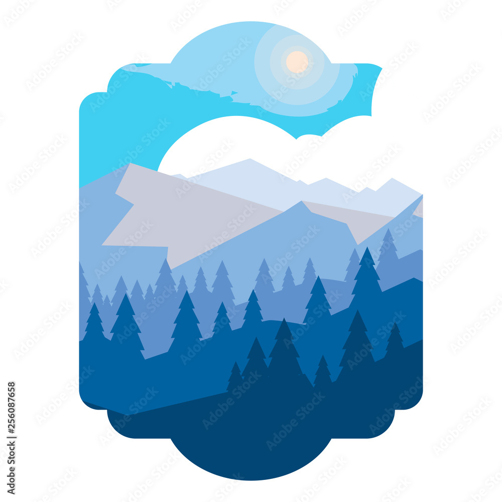 mountains with forest snowscape scene mountains with forest snowscape scene