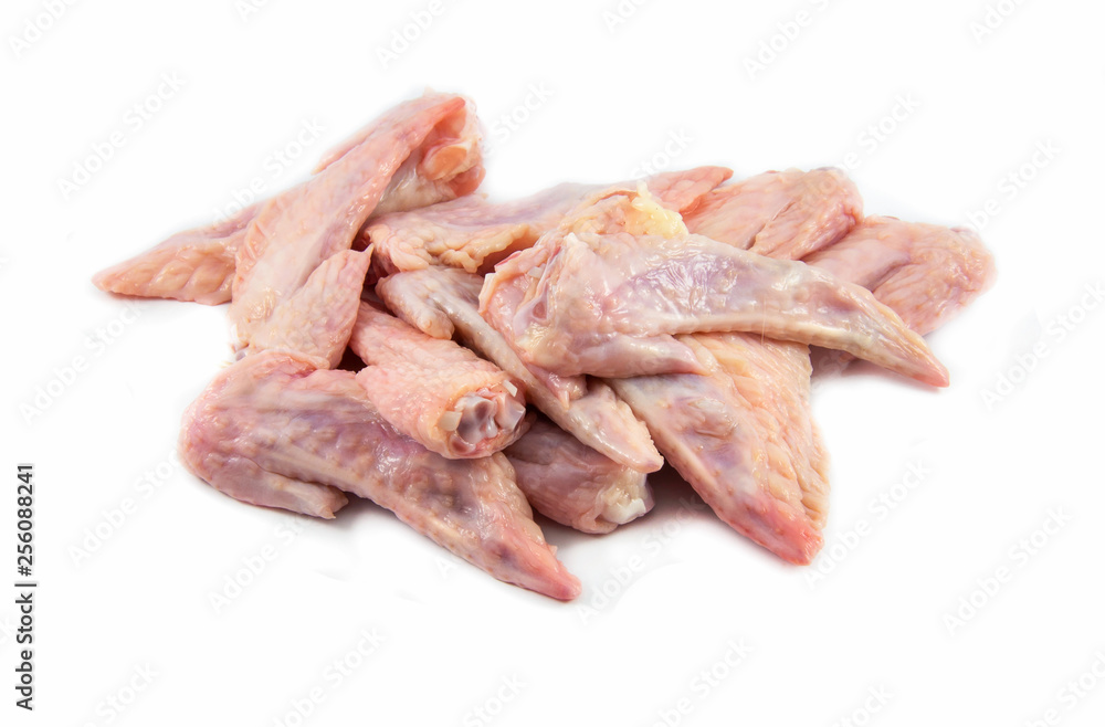 Fresh raw chicken wings isolated on white background