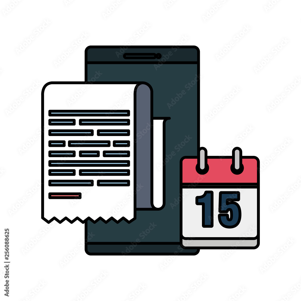 smartphone with tax document and calendar smartphone with tax document and calendar