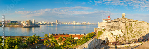 Photography Panorama of the city of Havana,the bay and El Morro lighthouse