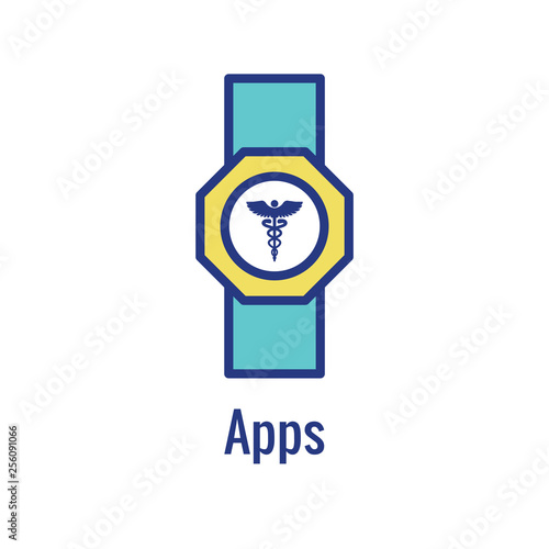 Digital Health Icon w Wearable Technology or Mobile / Tablet image