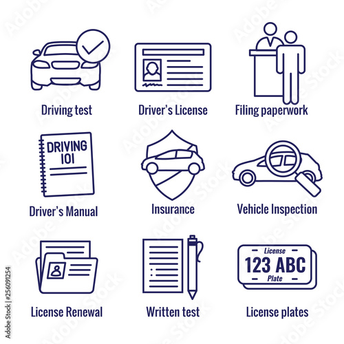 Drivers Test and License Icon Set and - Web Header Banner