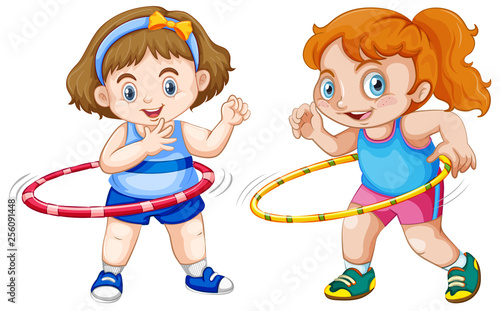 Fat girl playing hula hoop