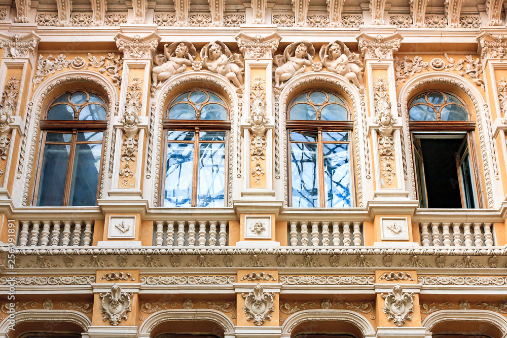 Baroque renaissance building facade exterior in a central street