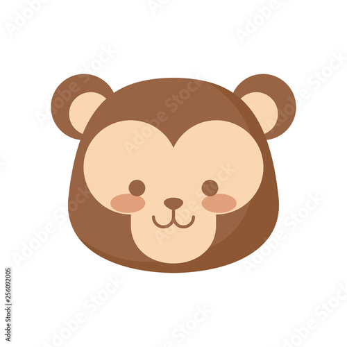 head of cute monkey animal character
