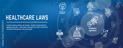 Health Laws and Legal icon set depicting various aspects of the legal system photo