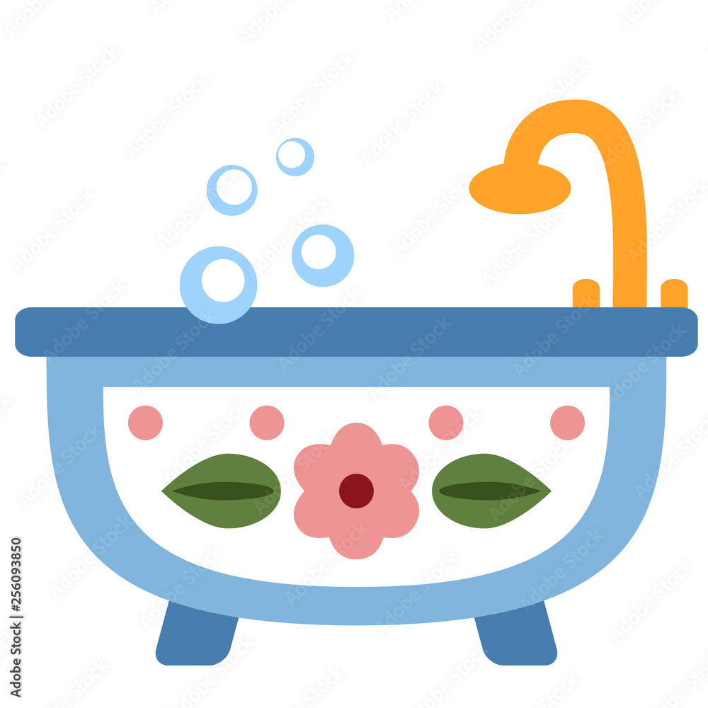 Fototapeta premium Bathtub flat illustration