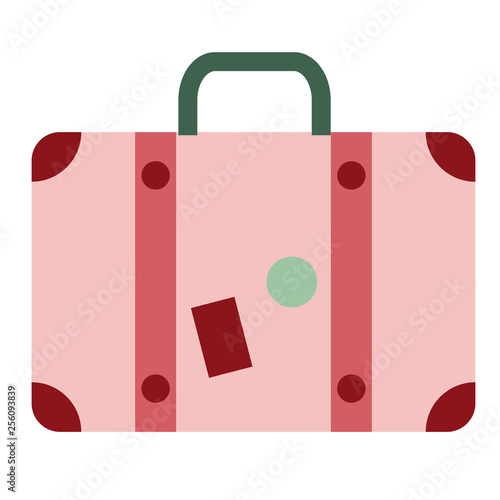 Pink suitcase flat illustration