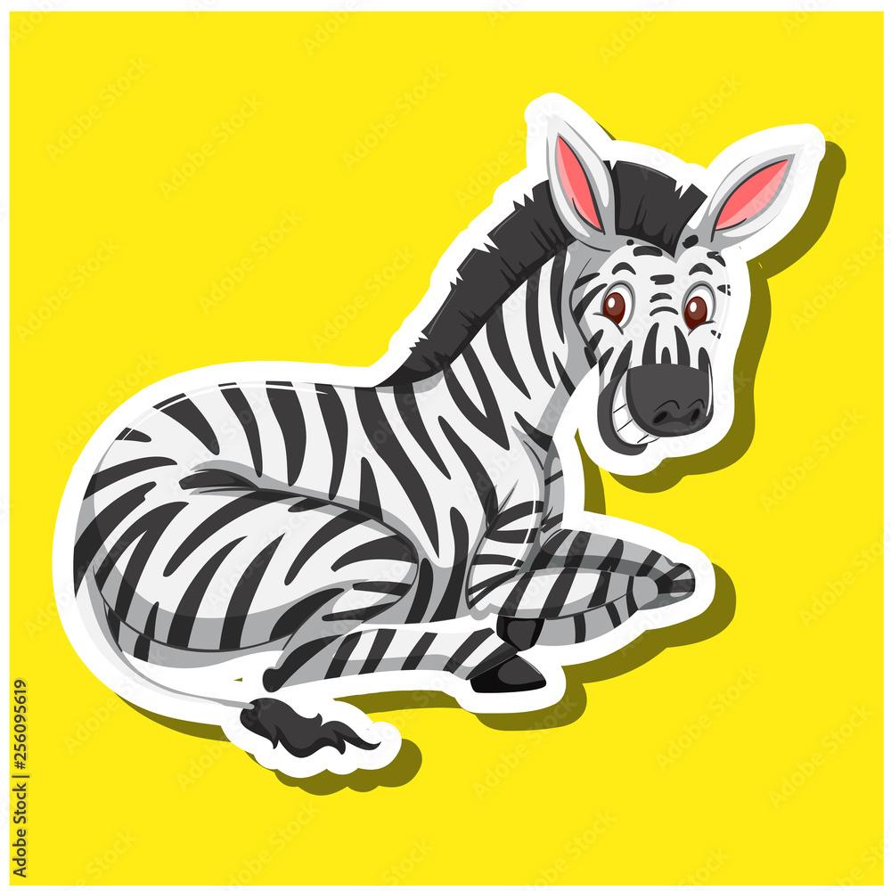 A zebra on yellow background A zebra on yellow background