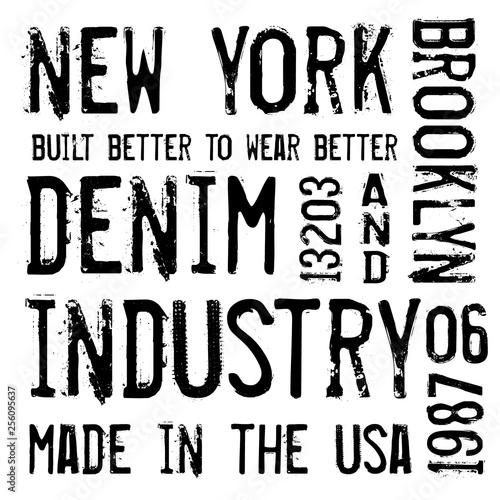 Denim label typographic elements