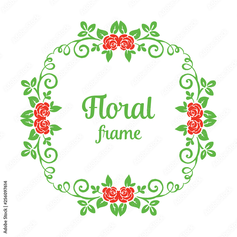 Vector illustration template with various design frame floral rose leaf green