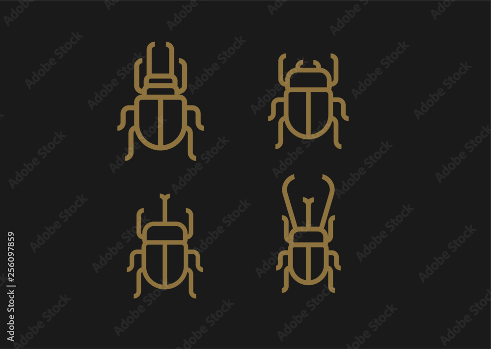 Obraz premium SET beetle line logo icon designs vector