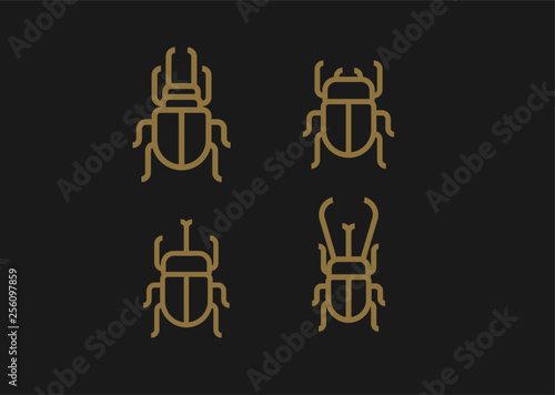 SET beetle line logo icon designs vector