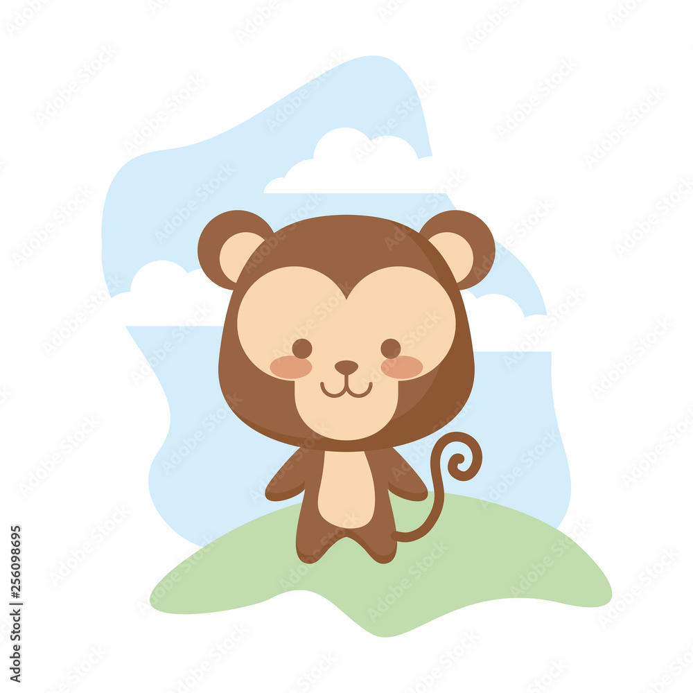 cute monkey animal in landscape cute monkey animal in landscape