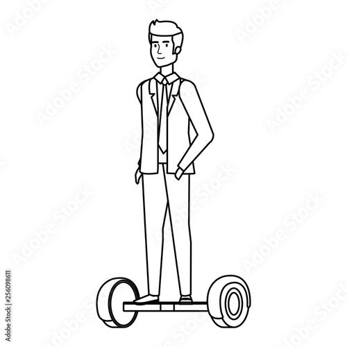 businessman in hoverboard electric