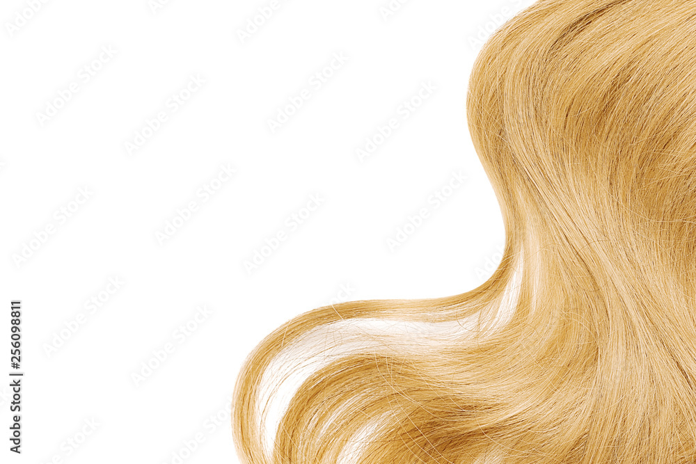 Natural blond hair isolated on white. Background Natural blond hair isolated on white. Background