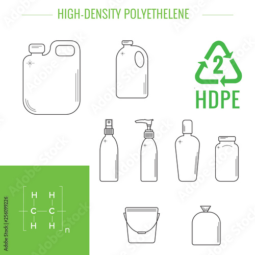 Vector plastic recyclable items.