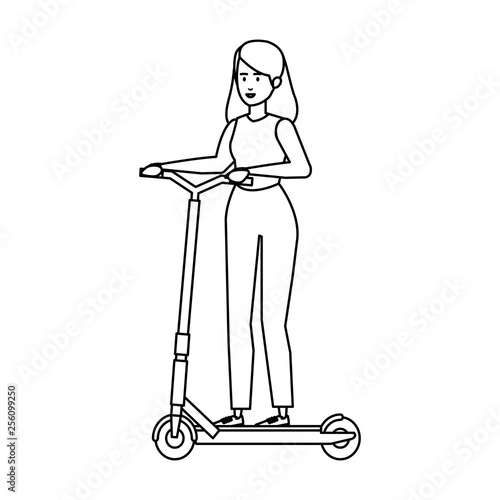 young woman in folding scooter photo