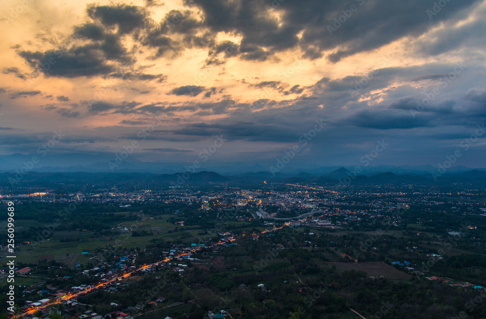 Fototapeta premium Landscape top view city in rural