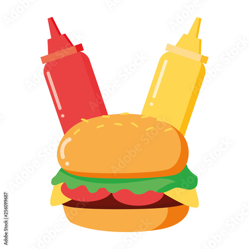 burger and sauces