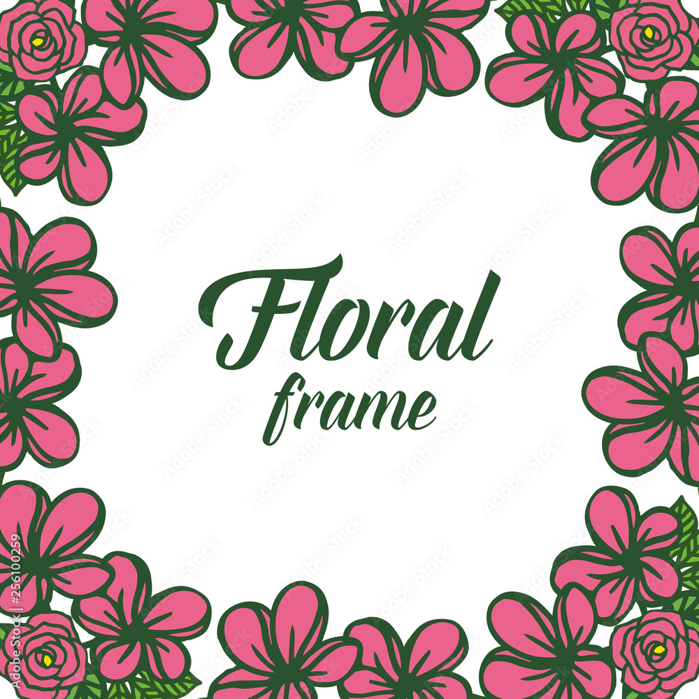Vector illustration various shape crowd leaf floral frame
