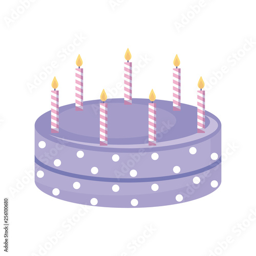 sweet cake with candles isolated icon
