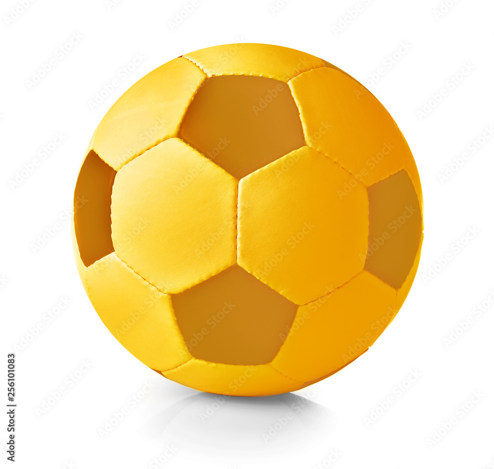New soccer ball on white background. Football equipment New soccer ball on white background. Football equipment