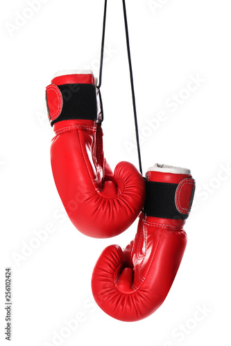 Pair of boxing gloves on white background © New Africa