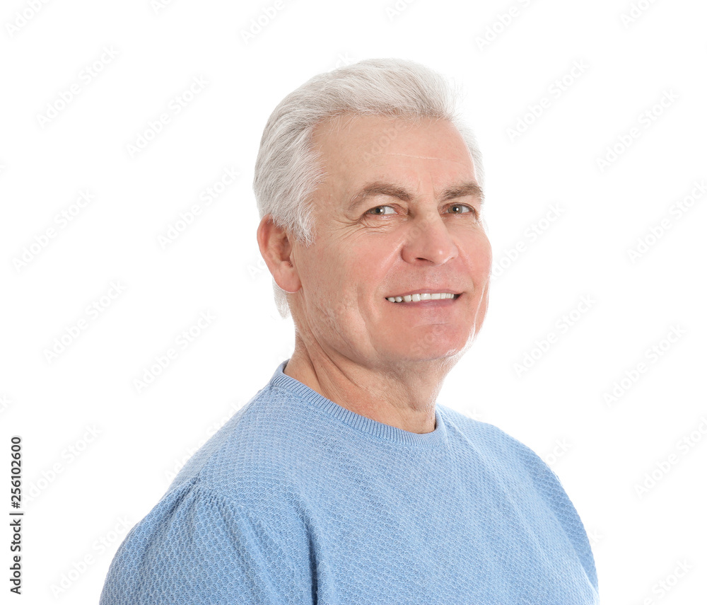 Portrait of handsome mature man on white background Portrait of handsome mature man on white background