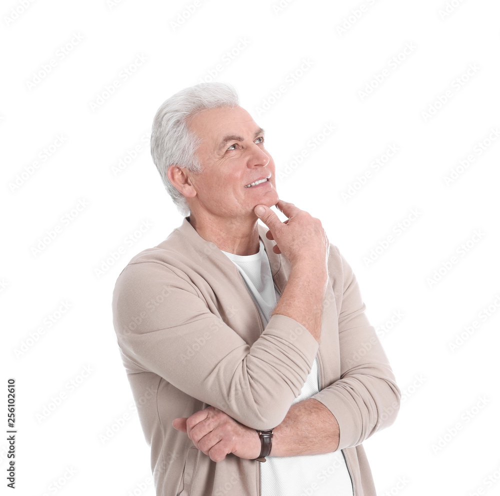 Portrait of handsome mature man on white background Portrait of handsome mature man on white background