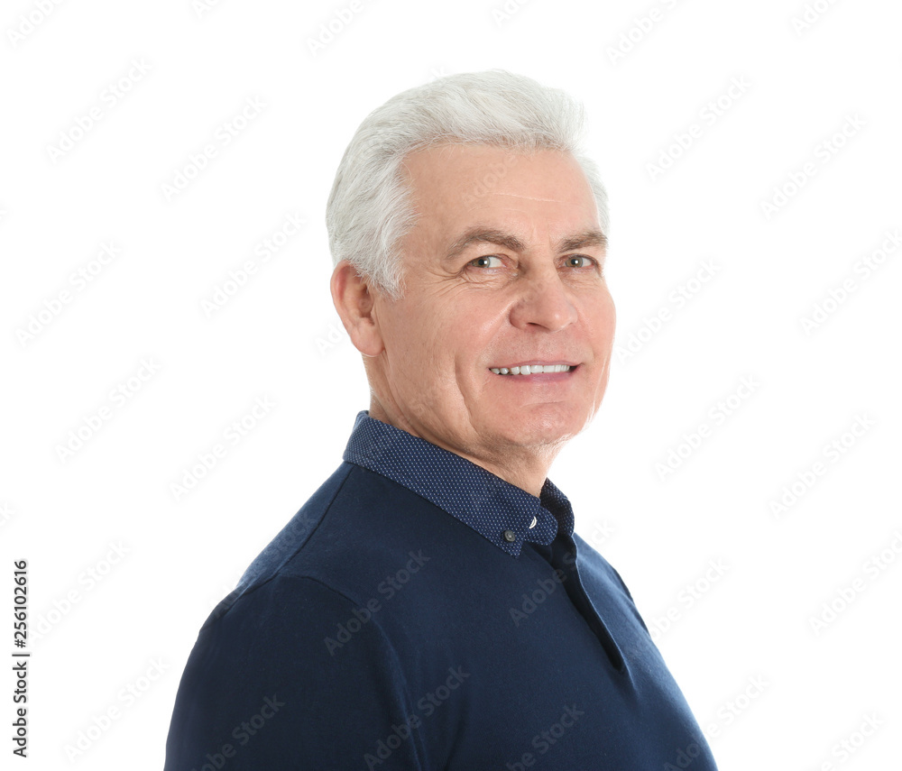 Portrait of handsome mature man on white background Portrait of handsome mature man on white background