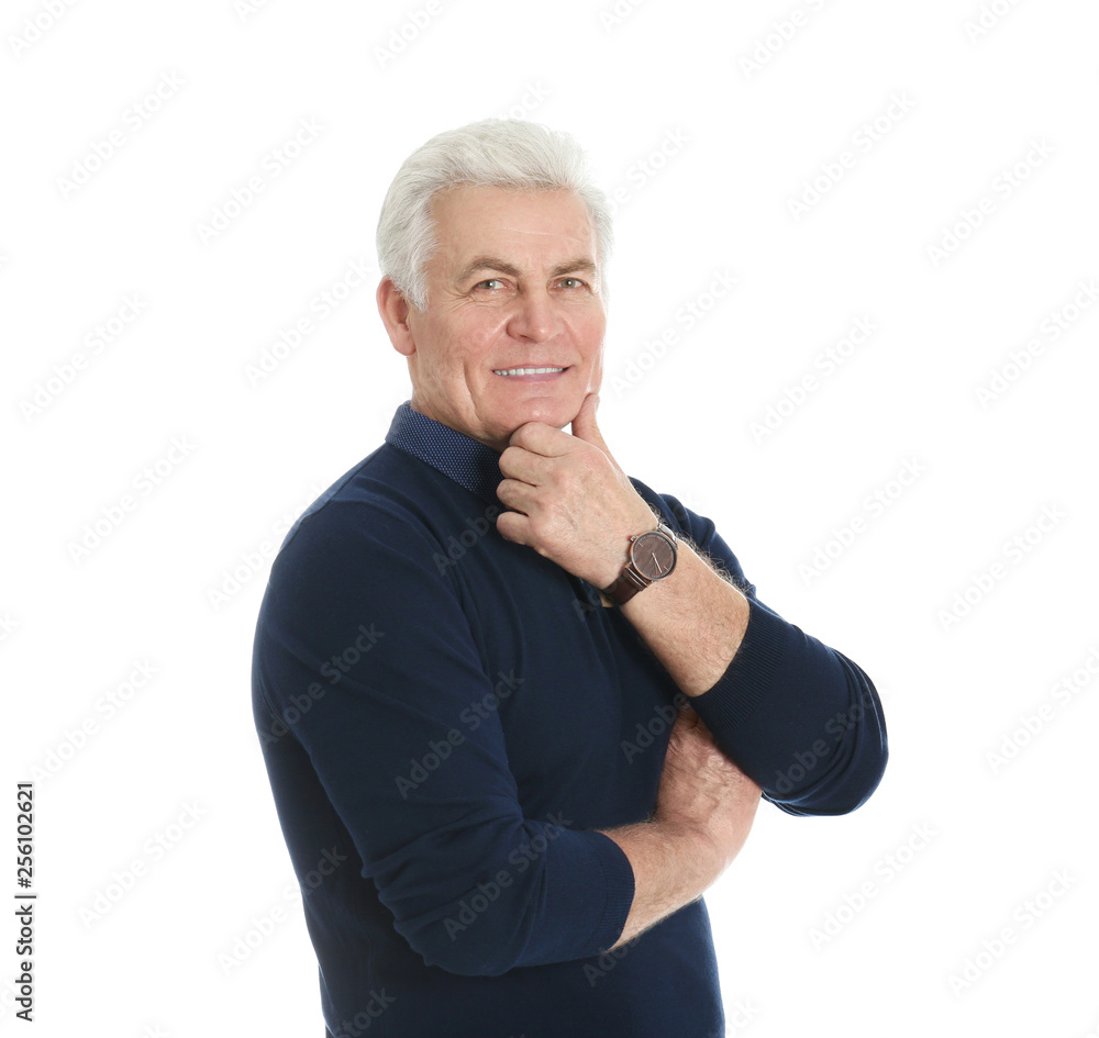 Portrait of handsome mature man on white background Portrait of handsome mature man on white background