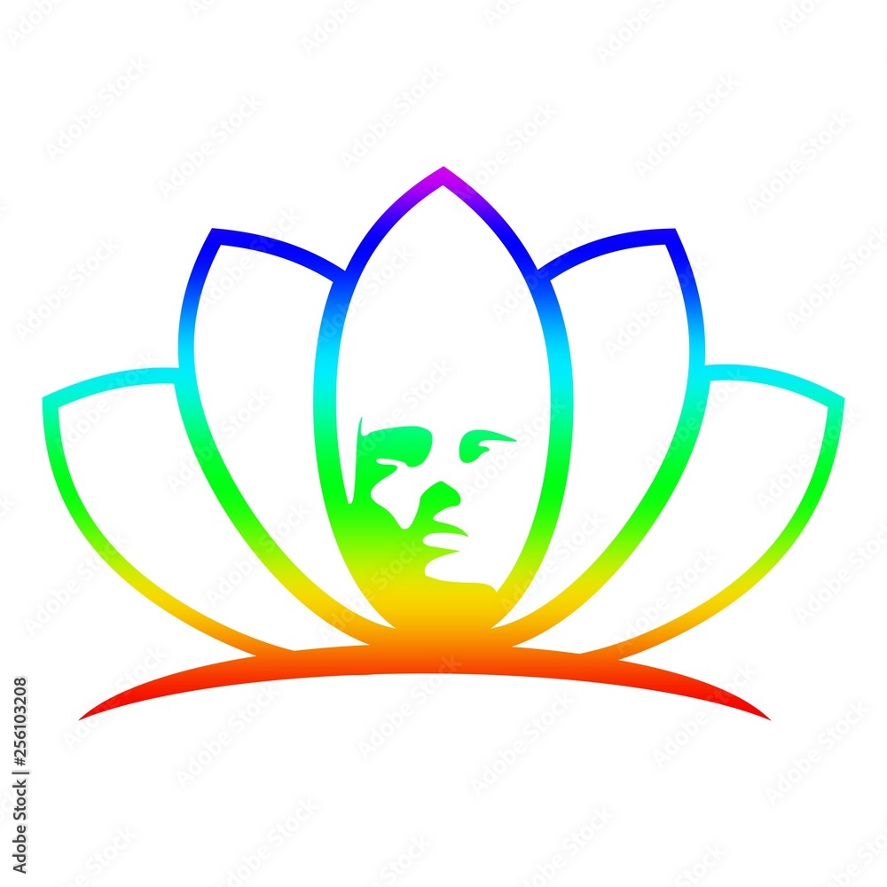 Woman head and lotus flower silhouettes. Yoga center or spa saloon emblem. Woman head and lotus flower silhouettes. Yoga center or spa saloon emblem.