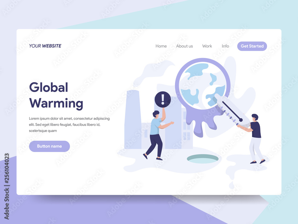 Landing page template of Global Warming Illustration Concept. Isometric flat design concept of web page design for website and mobile website.Vector illustration Landing page template of Global Warming Illustration Concept. Isometric flat design concept of web page design for website and mobile website.Vector illustration