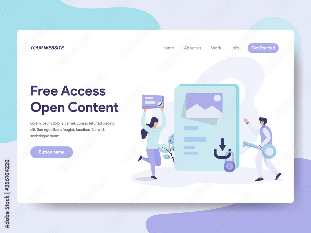 Landing page template of Free Access and Open Content Illustration Concept. Isometric flat design concept of web page design for website and mobile website.Vector illustration Stock Vector | Adobe Stock landing-page-template-of-free-access-and-open-content-illustration-concept-isometric-flat-design-concept-of-web-page-design-for-website-and-mobile-website-vector-illustration-stock-vector-adobe-stock